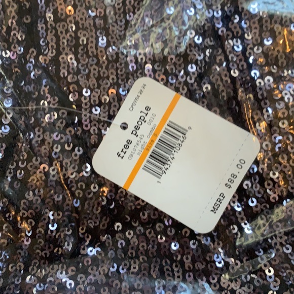 LAST SMALL FREE PEOPLE GOLD RUSH MINI DRESS IN BLACK ALLOVER SEQUINS AND TULLE - Picture 11 of 12